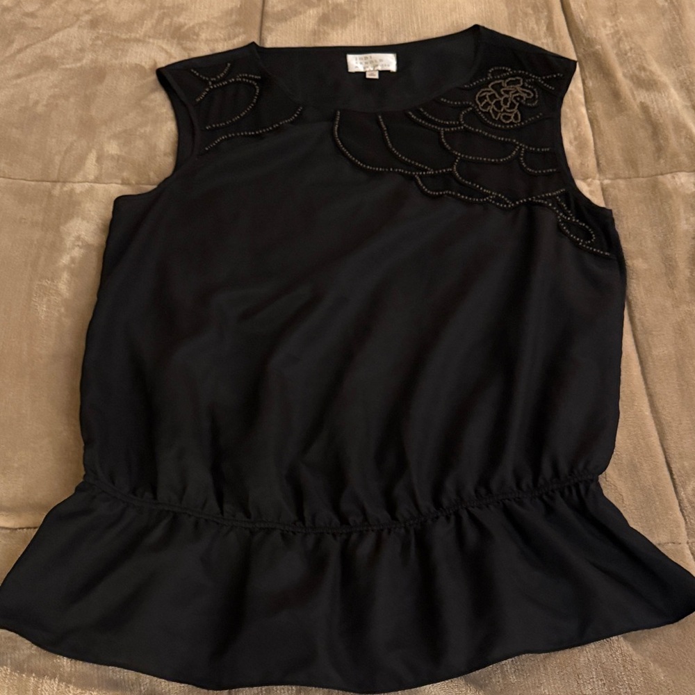 Elegant Black Embellished Sleeveless Top